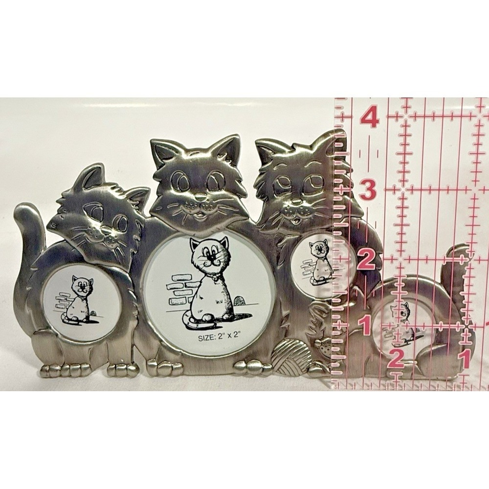 ABC Distributing Cat Collage Photo Frame Pewter Silver 4 Openings Whimsical 8in - Picture 4 of 15